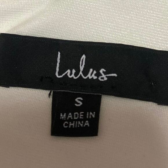 Lulus Admirably Divine White Mesh Pearl Beaded Long Sleeve Mini Bodycon Dress S - Picture 5 of 6